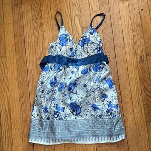Y2K vintage Floral Blue and White party club cocktail Dress